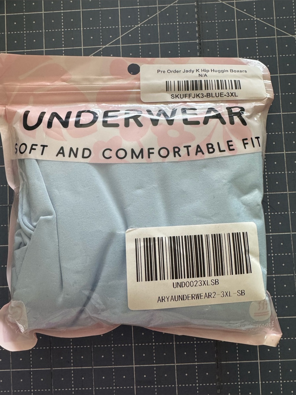 JadyK hip hugging boxers. Size 3x. BRAND NEW SEALED! Blue